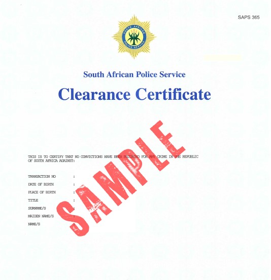 South African Police Clearance Police Clearance Certificate 